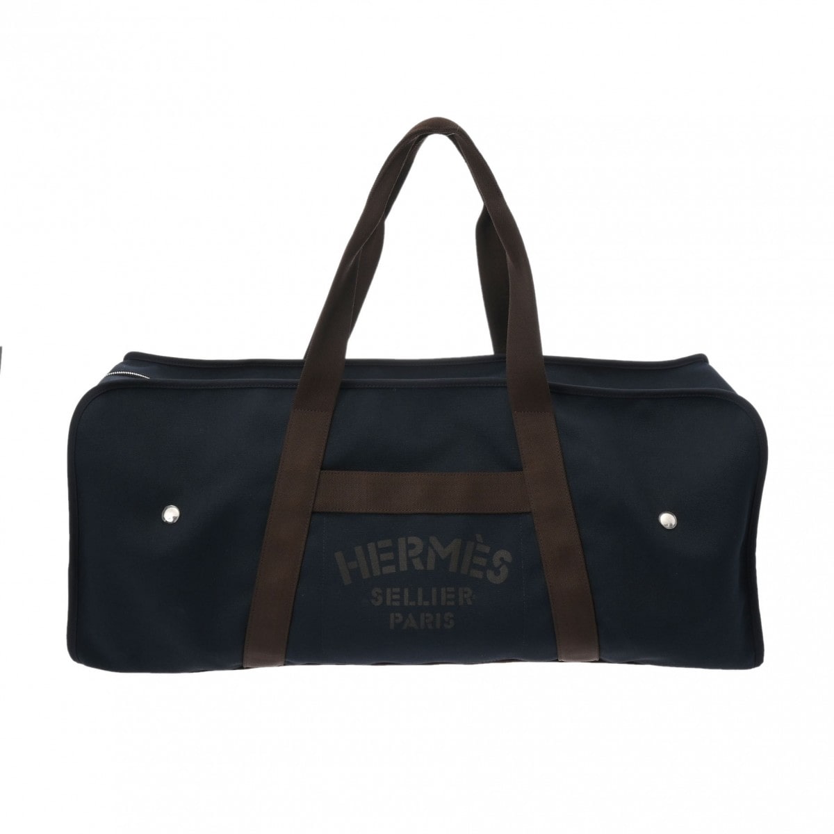 エルメス ブーツ アンド ヘルメットバッグ グルーム ネイビー コットン/ポリアミド ユニセックス バッグ 【中古】【bag】