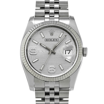 ロレックス デイトジャスト 116234 シルバーウェーブ/ダイヤモンド メンズ 時計 【中古】【wristwatch】