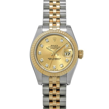 ロレックス デイトジャスト 179173G シャンパン/ダイヤモンド レディース 時計 【中古】【wristwatch】