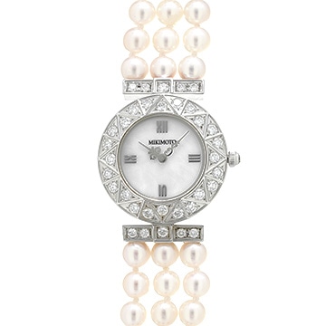 ミキモト パール ウォッチ 1F20-HAD0 ホワイトシェル レディース 時計 【中古】【wristwatch】