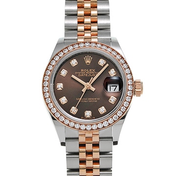 ロレックス デイトジャスト レディ 28 279381RBR チョコレートブラウン/ダイヤモンド レディース 時計 【中古】【wristwatch】