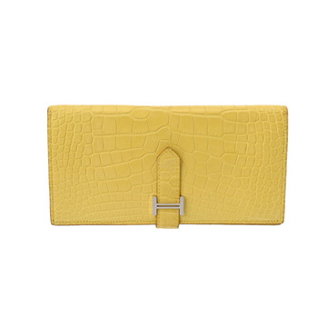 エルメス ベアンスフレ ミモザ アリゲーターマット ユニセックス 財布 【中古】【purse】