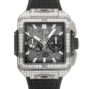 ウブロ スクエアバン ウニコ チタニウム パヴェ 821.NX.0170.RX.1604 スケルトン メンズ 時計 【中古】【wristwatch】