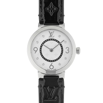 ルイ ヴィトン タンブール スリム Q12MGZ シルバー/ダイヤモンド レディース 時計 【中古】【wristwatch】