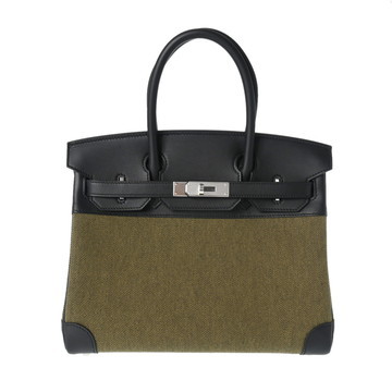 エルメス バーキン 30 ヴェールミリタリー/ブラック トワルアッシュ/ヴォースイフト レディース バッグ 【未使用】【bag】