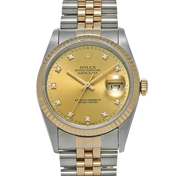 ロレックス デイトジャスト 16233G シャンパン/ダイヤモンド メンズ 時計 【中古】【wristwatch】