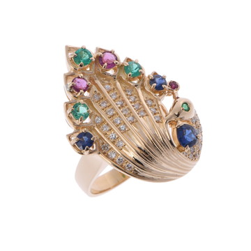 ノーブランド 鳥モチーフリング ゴールド K18イエローゴールド YG レディース ジュエリー 【中古】【jewelry】