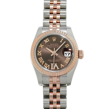 ロレックス レディ デイトジャスト 179171 チョコレートブラウン/ダイヤモンド レディース 時計 【中古】【wristwatch】