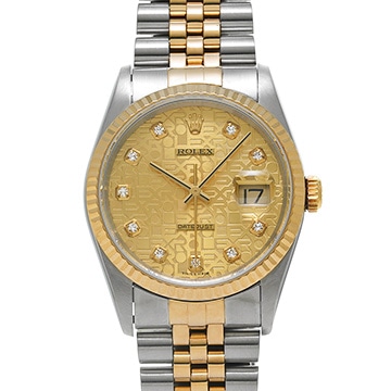 ロレックス デイトジャスト 16233G シャンパンコンピュータ/ダイヤモンド メンズ 時計 【中古】【wristwatch】
