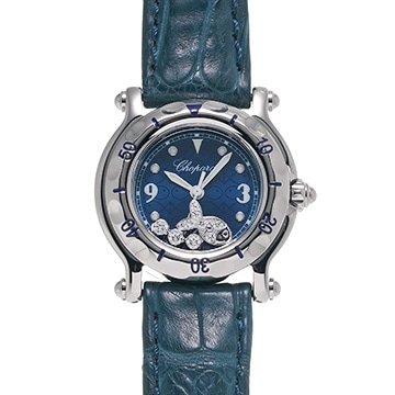 ショパール ハッピースポーツ ハッピーフィッシュ 27/8923 ブルー/ダイヤモンド レディース 時計 【中古】【wristwatch】