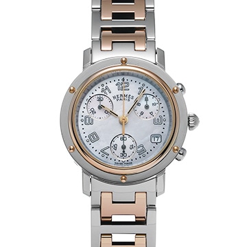 エルメス クリッパーナクレ クロノグラフ CL1.321 ホワイトシェル レディース 時計 【中古】【wristwatch】