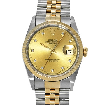 ロレックス デイトジャスト 16233G シャンパン/ダイヤモンド メンズ 時計 【中古】【wristwatch】