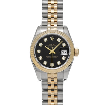 ロレックス デイトジャスト 179173G ブラック/ダイヤモンド レディース 時計 【中古】【wristwatch】