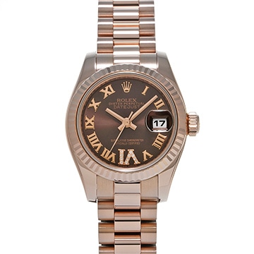 ロレックス レディ デイトジャスト 179175 チョコレートブラウン/ダイヤモンド レディース 時計 【中古】【wristwatch】
