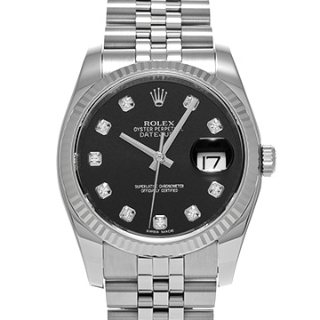 ロレックス デイトジャスト 116234G ブラック/ダイヤモンド メンズ 時計 【中古】【wristwatch】