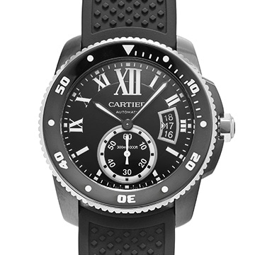 カルティエ カリブル ドゥ カルティエ ダイバー カーボン WSCA0006 ブラック メンズ 時計 【中古】【wristwatch】