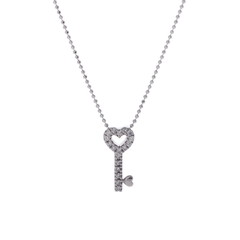 ポンテヴェキオ ハートキー ネックレス シルバー K18ホワイトゴールド WG レディース ジュエリー 【中古】【jewelry】