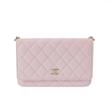 シャネル マトラッセ チェーンウォレット ピンク/ゴールド金具 AP2579 ラムスキン/フェイクパール レディース バッグ 【中古】【bag】