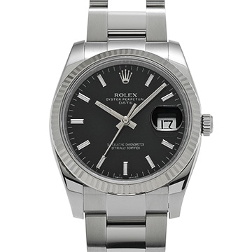 ロレックス オイスターパーペチュアル デイト 115234 ブラック メンズ 時計 【中古】【wristwatch】