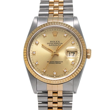 ロレックス デイトジャスト 16233G シャンパン/ダイヤモンド メンズ 時計 【中古】【wristwatch】