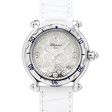 ショパール ハッピースポーツ スノーフレーク 28/8948 ホワイト/ダイヤモンド レディース 時計 【中古】【wristwatch】