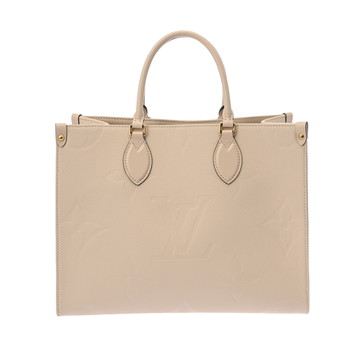 ルイ ヴィトン モノグラムアンプラント オンザゴー MM 2WAYトート クレーム M46531 レザー ユニセックス バッグ 【中古】【bag】