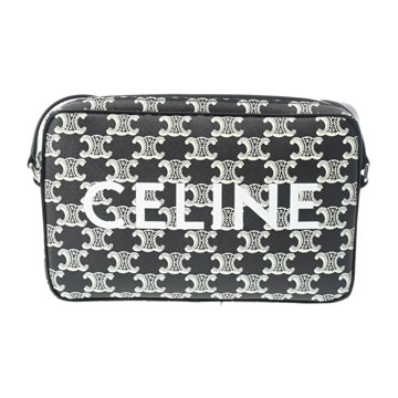 セリーヌ ミディアムメッセンジャーバッグ CELINEプリント ブラック/ホワイト/シルバー金具 194502FQ1.38AW カーフ/トリオンフキャンバス レディース バッグ 【中古】【bag】