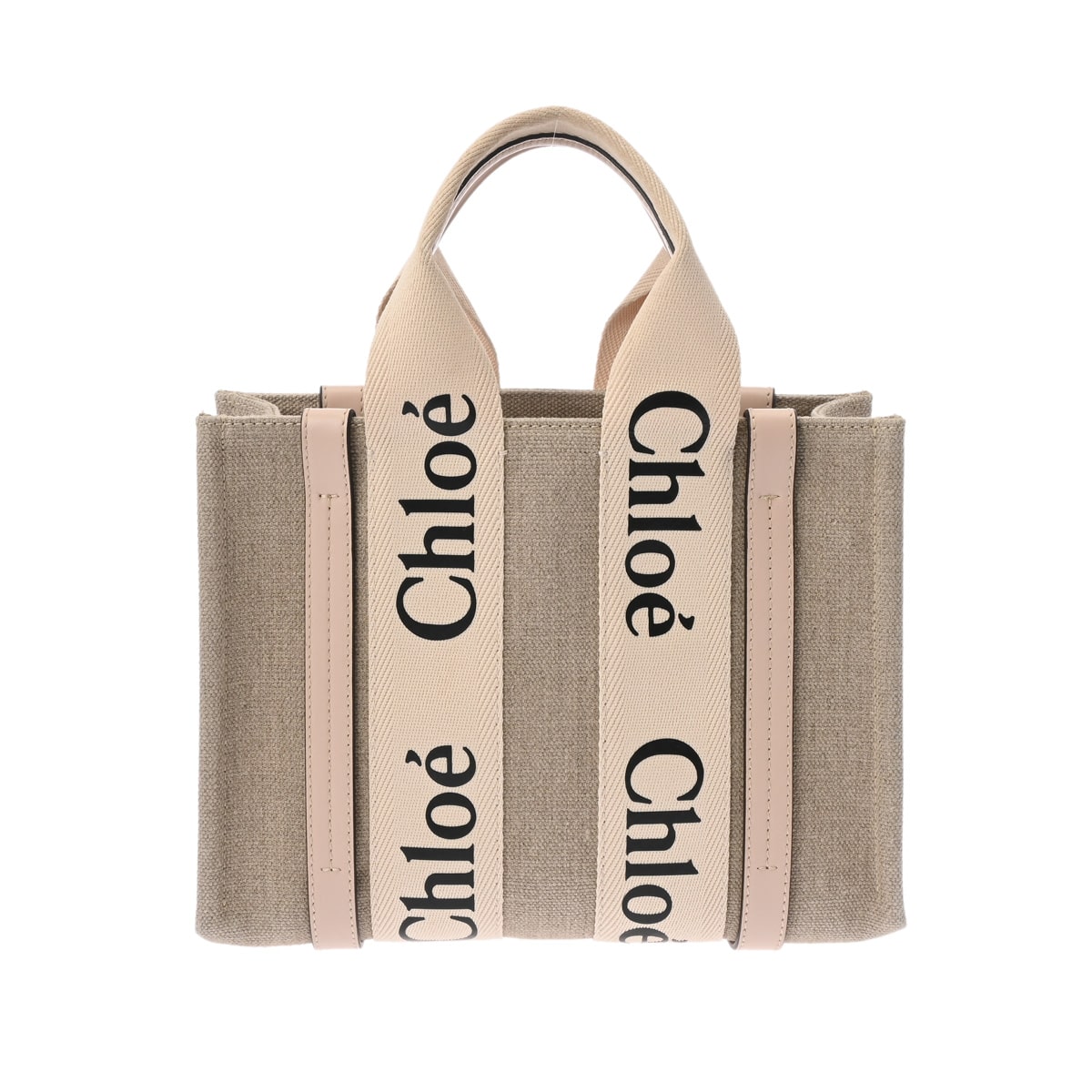 クロエ ウッディ スモール 2WAY セメント/ピンク CHC22AS397I266J リネン/カーフ レディース バッグ 【中古】【bag】