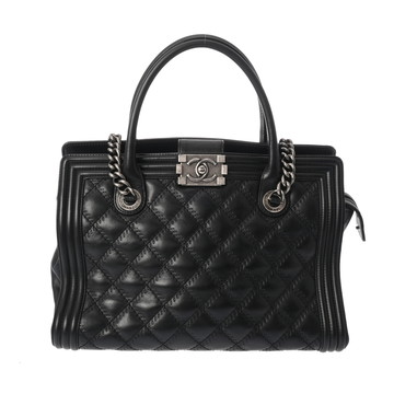 シャネル ボーイシャネル 2WAYチェーン ハンドバッグ ブラック カーフ レディース バッグ 【中古】【bag】