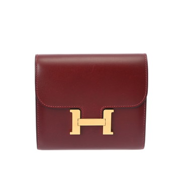 エルメス コンスタンス コンパクト ルージュアッシュ ボックスカーフ レディース 財布 【中古】【purse】