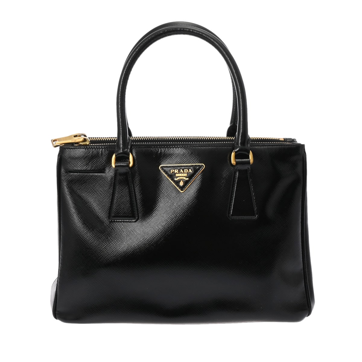 プラダ ガレリア ミディアムバッグ 2WAY ブラック 1BA863 パテントレザー レディース バッグ 【中古】【bag】