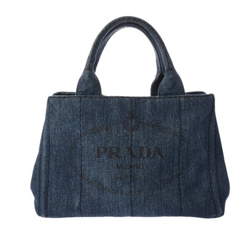 プラダ カナパ トート ミニ 2WAY ブルー B2439G デニム レディース バッグ 【中古】【bag】