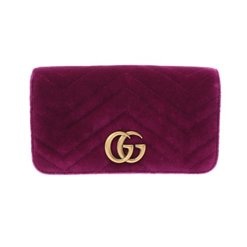 グッチ GGマーモント キルティング スモールショルダーバッグ パープル 488426 ベルベット レディース バッグ 【中古】【bag】