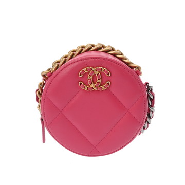 シャネル マトラッセ チェーンクラッチ CHANEL19 ピンク/シルバー/ゴールド金具 AP1805 ラムスキン レディース バッグ 【中古】【bag】