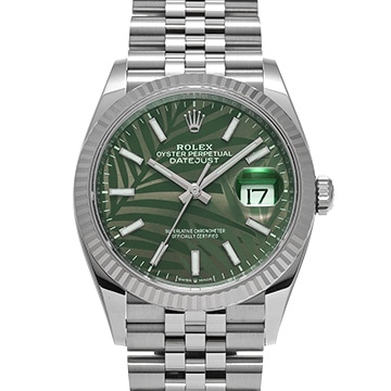 ロレックス デイトジャスト 36 126234 オリーブグリーン パームモチーフ メンズ 時計 【中古】【wristwatch】