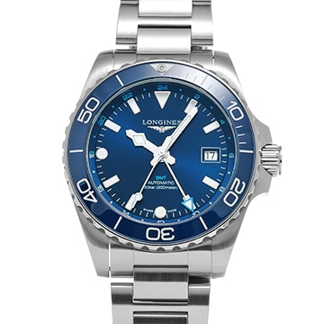ロンジン ハイドロコンクエスト GMT L3.790.4.96.6 ブルー メンズ 時計 【中古】【wristwatch】