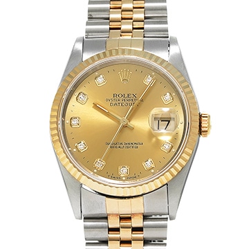 ロレックス デイトジャスト 16233G シャンパン/ダイヤモンド メンズ 時計 【中古】【wristwatch】