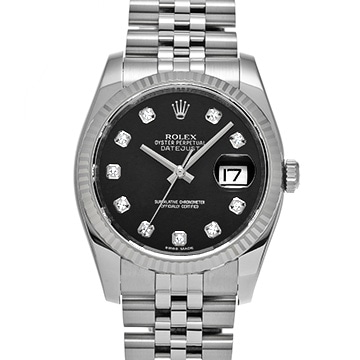 ロレックス デイトジャスト 116234G ブラック/ダイヤモンド メンズ 時計 【中古】【wristwatch】