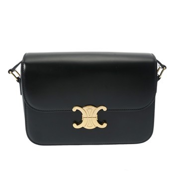 セリーヌ クラシック トリオンフバッグ ブラック 187363BF4.38NO シャイニーカーフ レディース バッグ 【中古】【bag】
