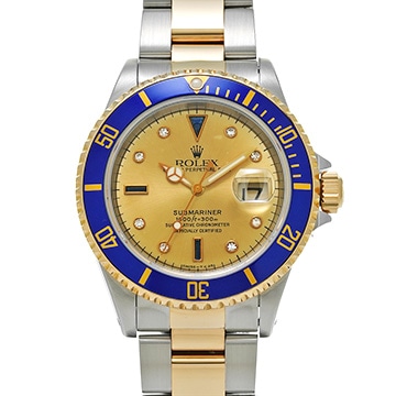 ロレックス サブマリーナ デイト 16613SG シャンパン/サファイア/ダイヤモンド メンズ 時計 【中古】【wristwatch】