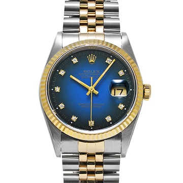 ロレックス デイトジャスト 16233G ブルー・グラデーション/ダイヤモンド メンズ 時計 【中古】【wristwatch】