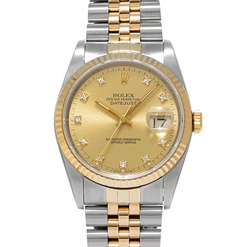 ロレックス デイトジャスト 16233G シャンパン/ダイヤモンド メンズ 時計 【中古】【wristwatch】