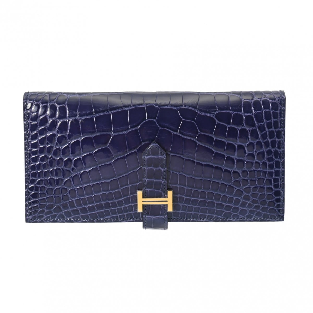 エルメス ベアン スフレ ブルーアンクル アリゲータリセ ユニセックス 財布 【中古】【purse】