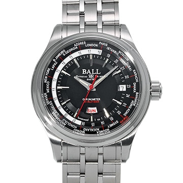 ボールウォッチ トレインマスター ワールドタイムⅡ GM2020D-S3CJ-BK ブラック メンズ 時計 【中古】【wristwatch】