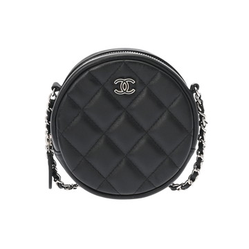 シャネル ラウンド チェーンクラッチ ブラック AP0245 ラムスキン レディース バッグ 【中古】【bag】