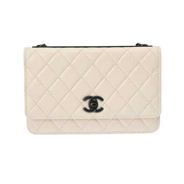 シャネル チェーンウォレット トレンディCC ホワイト A80982 ラムスキン レディース バッグ 【中古】【bag】