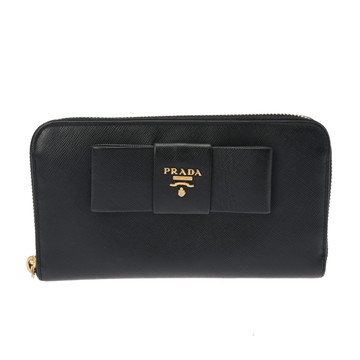 プラダ ジップアラウンド長財布 ブラック 1M0506 サフィアーノレザー レディース 財布 【中古】【purse】