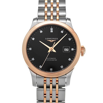 ロンジン レコード L2.321.5.57.7 ブラック/ダイヤモンド レディース 時計 【新品】【wristwatch】