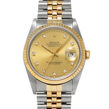 ロレックス デイトジャスト 16233G シャンパン/ダイヤモンド メンズ 時計 【中古】【wristwatch】