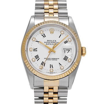 ロレックス デイトジャスト 16233G ホワイト/ダイヤモンド メンズ 時計 【中古】【wristwatch】